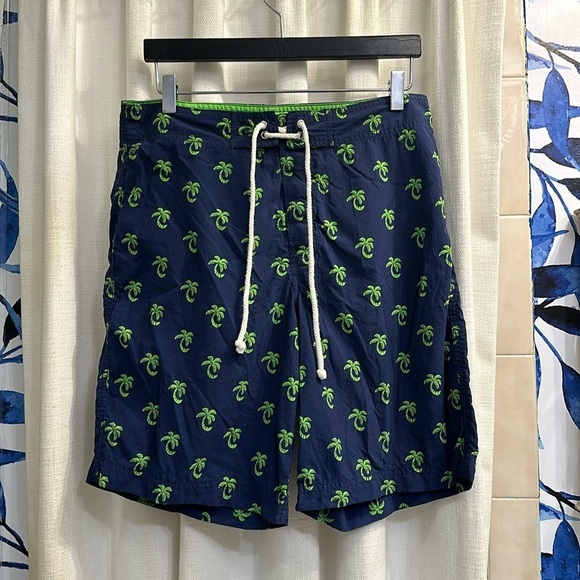 LILLY PULITZER VIA PALM BEACH PALM TREE PRINT BOARD SHORTS RESORT WEAR Sz 30 - Picture 1 of 8
